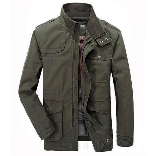 100% Cotton Jacket Men Casual Cargo Military Multi Pocket Jackets and Coats Male Chaqueta Hombre Army Long Coat 7XL Clothing