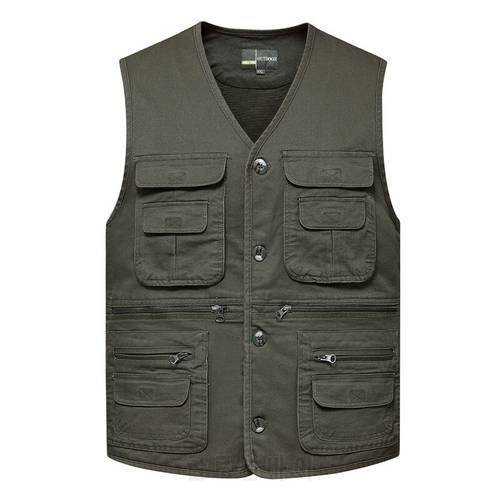 Wearable In All Seasons Waistcoat Big Size Mens Cotton Multi Pocket Fishing Vest Outdoor Casual Sleeveless Jacket Photograph