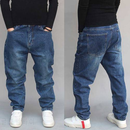 Hiphop Harem Jeans Men Casual Denim Pants Loose Baggy Jeans Streetwear Trousers Blue Jeans Men Clothing