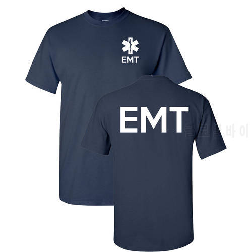 Fashion Cotton T-shirt EMT EMS Paramedic Emergency Medical Services Front & Back Men&39s T Shirt Hip Hop Tees Tops Streetwear
