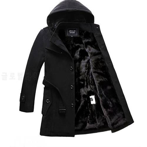 Plus Size Trench Hooded Coat Jacket For Male Long Winter Coats Men Bussiness Fashion Casual Single Breasted Windbreaker 4XL