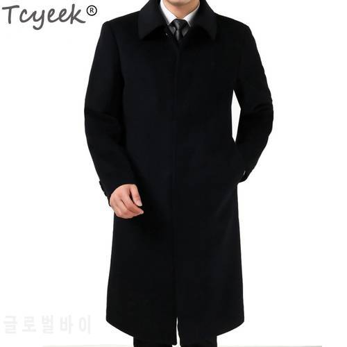 Tcyeek Winter Mens Long Coats 3XL Men&39s Woolen Jackets Cashmere Coat Business Casual Wool & Blends Jacket Overcoat HH146