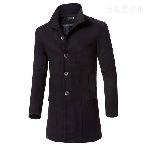 Autumn Winter Wool Jacket Men quality Wool Coat Business Casual Slim wool coat Men long trench coat