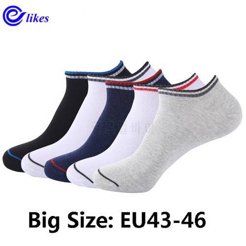 3pair EU 43-46 Big Size Men&39s Ankle Socks Chaussette Homme Cotton Black White Socks breathable Summer Thin Socks male