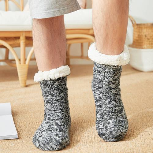 Men&39s Plus Thicken Cotton Sock Winter Warm Bedroom Shoes Comfortable Sleep Socks Home Non-slip Stocking Holiday Boy Gifts New