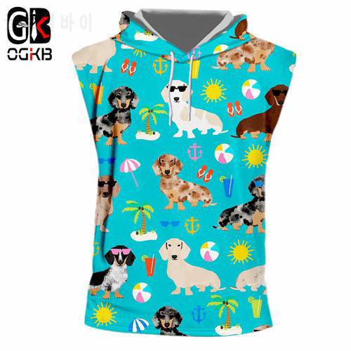OGKB Hooded Tank Top man clothes 2018 New men&39s funny sun dog 3D print travel favorite hooded Tank Top