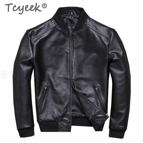 Tcyeek Real Leather Jacket Men Clothes 2020 Streetwear Fashion Mens Sheepskin Short Coat Slim Fit 5xl Genuine Leather Coats U352