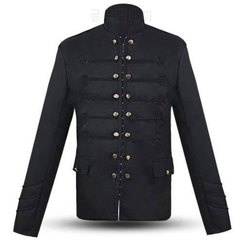 Vintage Medieval Jackets Mens Cardigan Top Steampunk Clothes Men Black Halloween Party Victorian Gothic Coat 4XL 5XL
