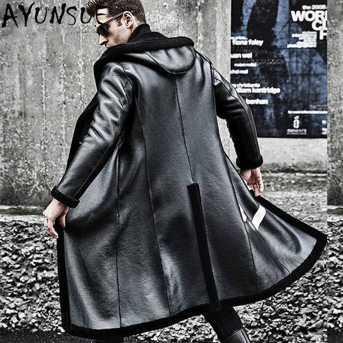 AYUNSUE Winter Coat Men&39s Fake Leather Jacket Men Clothing 100% Wool Windbreaker Double Side Coats Hommes Veste LXR547