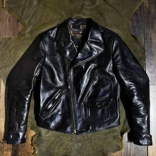 CDJ-98B Read Description Asian Size Super Top Quality Genuine Horse Leather Slim Classic Horsehide Stylish Rider Jacket