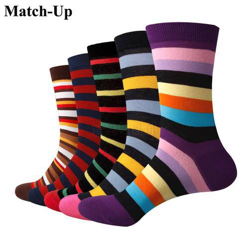 Match-Up Men Chromatic Stripe series Cotton Socks argyle Casual Crew Socks (5 Pairs/Lot) US 7.5-12