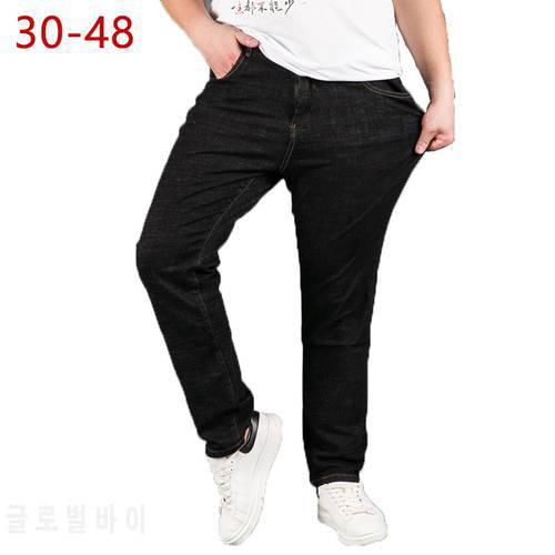Quality Stretch Men Business Black Jeans Plus Size Baggy Straight Classic Male Jeans Pants Cotton Biker Jeans Denim Trousers