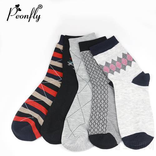PEONFLY Men&39s color stripes socks popular men&39s socks STRIPED COLOURED COTTON Business SOCKS happy 5pair/lot