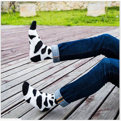 New Arrival White Black Spot Jacquard Dalmatians Pattern Unisex Men Women Fashion Happy Socks Ankle Length Cotton Socks