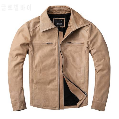 Free shipping.casual style,Plus size Pakistani oil wax sheepskin Jackets,men genuine Leather jacket.biker leather coat,sales