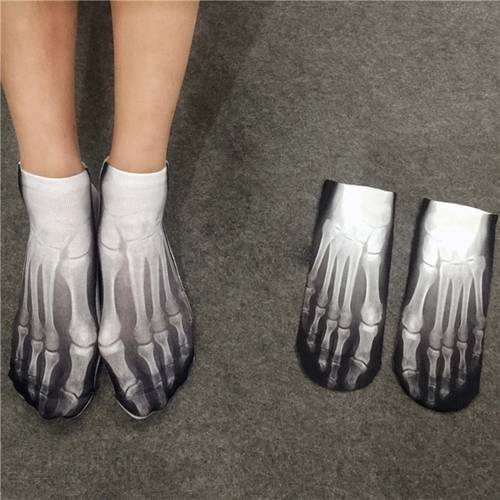 1 Pair Hallowmas Casual 3D Printed Low Cut Ankle Bone Socks Cotton for Mens/ Womens funny socks