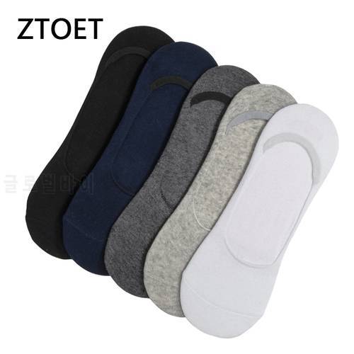5 Pairs/lot Men&39s Socks Summer Cotton Large size 39-48 Breathable Boat Socks Solid Color invisible silicone Non-slip