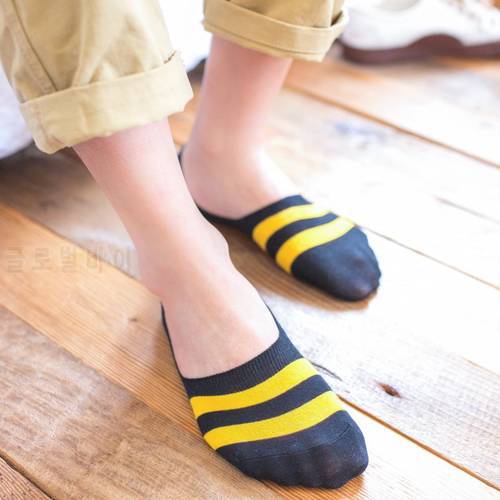 10pcs=5pairs Men&39s Socks Cotton Striped Boat Socks Summer New Male Harajuku Non-slip Silicone Breathable Men Ankle Sock Meias