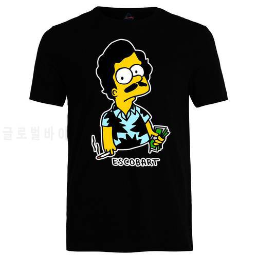 Escobart Unisex T-Shirt Funny Pablo Escobar Narcos Shirt Flash Print Cotton Slim Fit Crew Neck Printing Casual Tops Shirt
