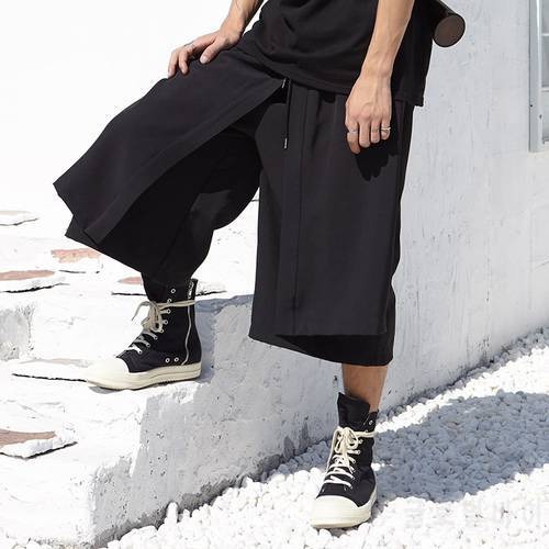 Men Japan Kimono Loose Wide Leg Pant Fashion Casual Skirt Trousers Male Women Streetwear Hip Hop Punk Harem Pants