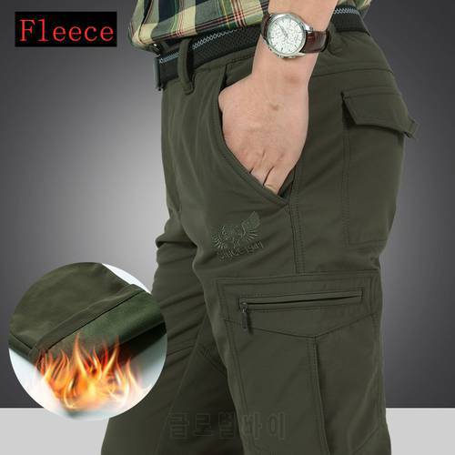 Warm Fleece Cargo Pants Men Winter Tactical Military Pants Thicken Casual Cotton Combat Bomber Working Trousers Plus Szie 4XL