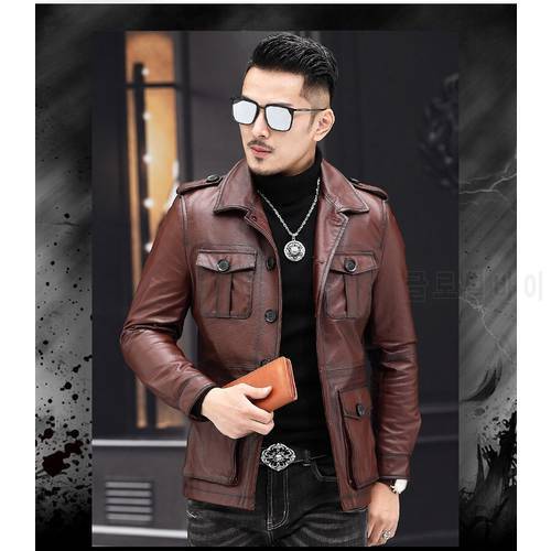 Free shipping,2019 New casual leather jacket.fashion man genuine leather coat.quality cowhide jackets.vintage leather jacket
