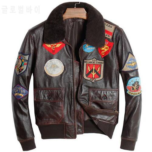 Air Force Flight Jacket Genuine Leather Jacket Men Winter Sheepskin Brown Coat B3 Pilot Tactical Army Military Plus Size 4XL 5XL