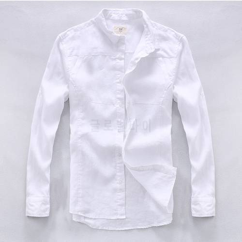 Designer new pure linen shirt men brand white casual loose long sleeve flax shirts for men camisa masculina chemise