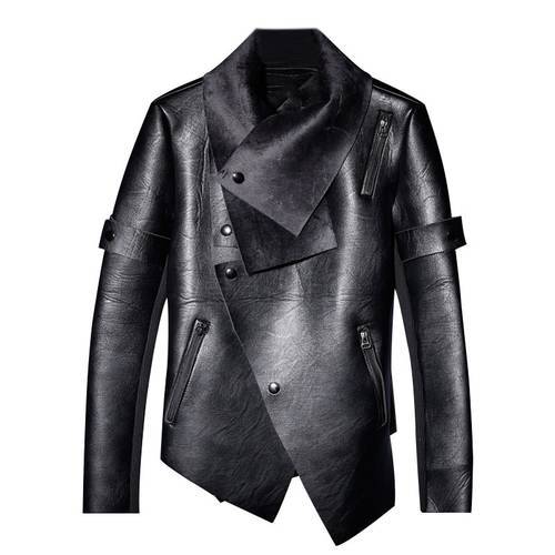 Winter Mens Short Slim Pu Leather Jacket Luxury Designer Punk Fashion Warm Zipper Leather Coat Male Stage Clothes Men S-3XL