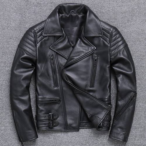 DHL Free Shipping Large Size Men&39s Jacket Super Quality Genuine Cowhide Leather Jacket Designer Slim Classic Vintage Rider Coats