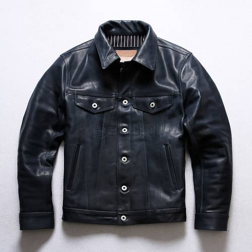 YRFree shipping.sales.Japan classic casual 557 style horsehide jacket.fashion quality men slim genuine leather coat.
