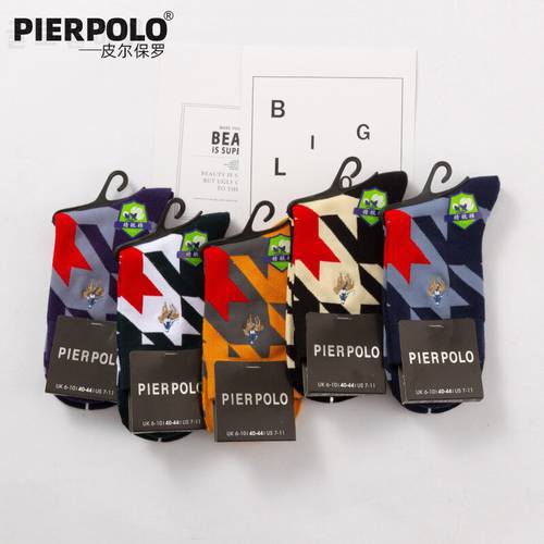 5 Pairs/lot Pier Polo Autumn Winter New Fashion Cotton Men&39s Gift Socks High Quality Business Casual Male Crew Socks Size 39-45