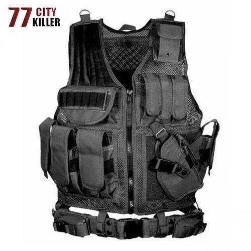 77City Killer Tactical Combat Vest Men Unloading Army Military ACU/Camouflage Men Vests Multi-pocket Body Cs Jungle Equipment