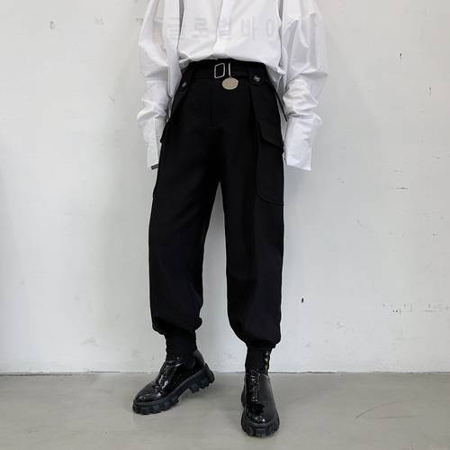 Men Japan Streetwear Punk Gothic Casual Pant Male Vintage Hip Hop Pocket Harem Trousers Stage Clothing Kimono Pant