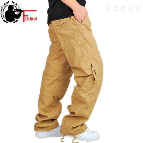 Men&39s Cargo Pants Casual Large Baggy Zipper Pockets Tactical Military Style Pants Spring Male Cotton Fashion Army Loose Trousers