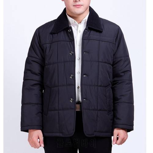 Middle-aged and elderly men add fertilizer XL winter thick coat button down cotton papa fat fat guy warm cotton jacket 120 kg