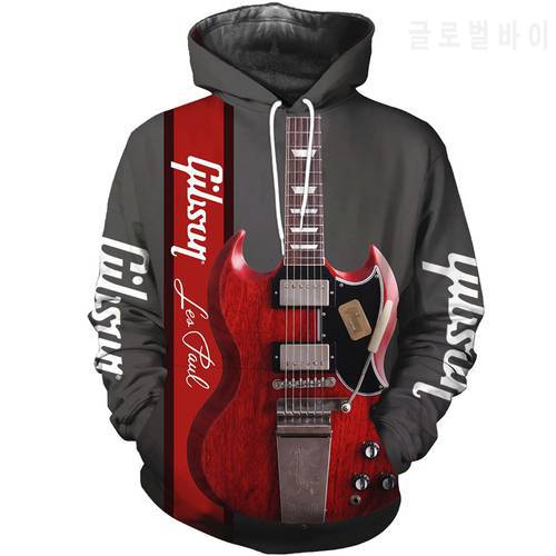 Red Electric Guitar 3D Printed Hoodies Men Fashion Sweatshirt Casual Zip Hoodie Unisex Harajuku Jacket Tracksuit MZ314