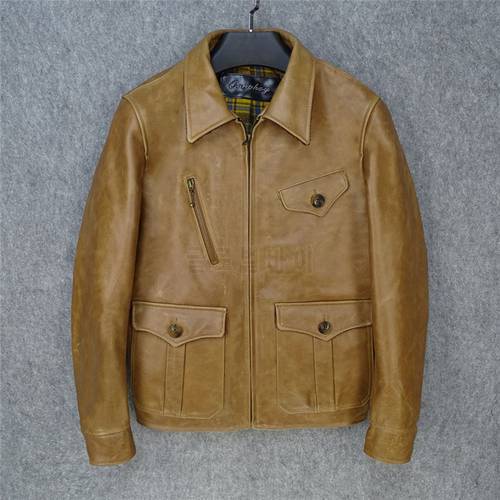 Free shipping,Classic Newsboy leather jacket.warm vintage brown Batik cowhide coat.men fashion genuine leather outwear