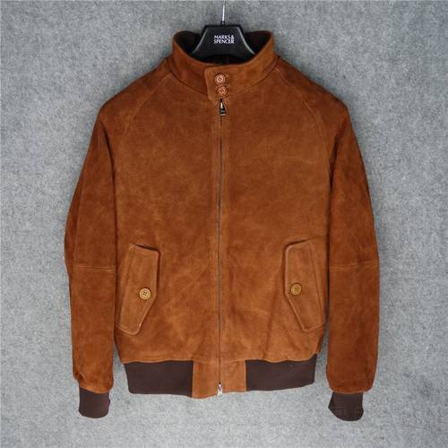 Free shipping.Classic British G9 type Suede leather jacket.quality thick cowhide coat.men casual genuine leather clothes.