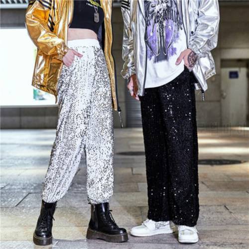 New Style sequined pants men&39s loose straight version Korean hip-hop hip-hop fashion hip-hop clothing nightclub