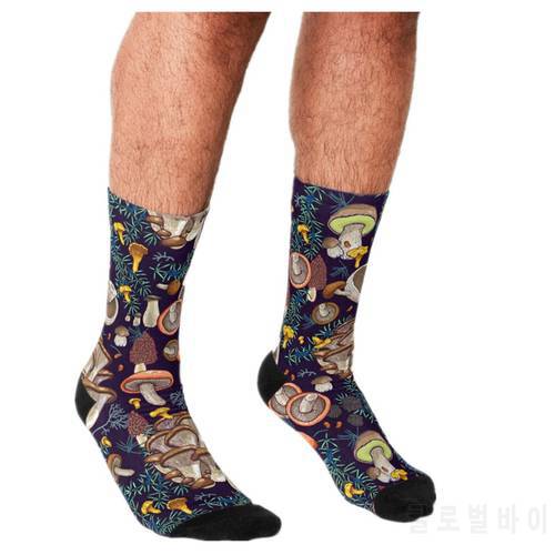 Funny Men Women Socks harajuku mushroom forest Printed Happy hip hop Man Socks art Novelty Crew Casual Crazy Socks