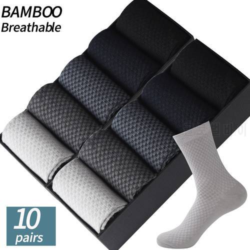 High Quality 10Pair /Lot Men&39s Bamboo Fiber Socks Compression Long Socks Men&39s Black Business Casual Male Sock Large Size 38-45