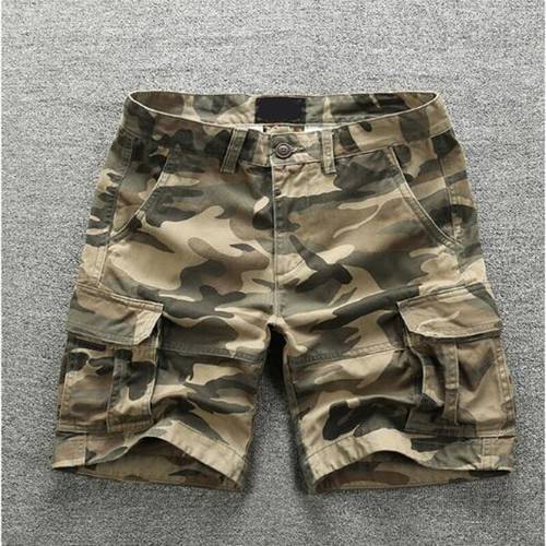 New Camouflage Mens Straight Shorts Casual Loose Camo Knee-length Mens Cargo Shorts Blue Khaki Camouflage