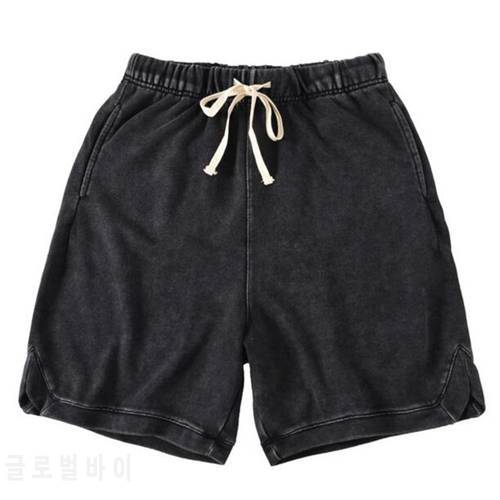 summer wash old vintage shorts men side split hem men short pants casual shorts masculino elastic waist Sportswear short homme