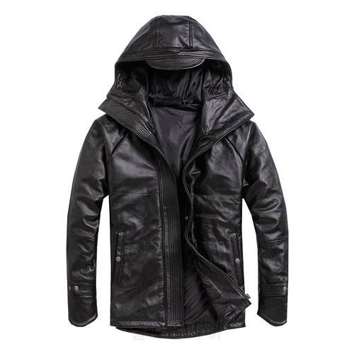 Free shipping.Plus size men real cowhide Jacket,men&39s genuine Leather winter coat.warm cotton thick leather clothing.origin