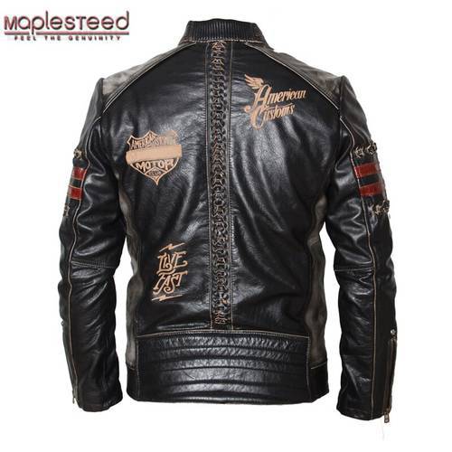 Motorcycle Jacket Men&39s Genuine Leather Jacket Cowhide Calf Skin Black Slim Men&39s Leather Jacket Male Biker Coat Autumn M094