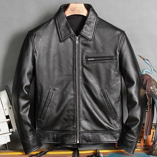 Free shipping.2021 New arrival leather coat,casual Quality genuine leather Jacket,mens black Cowhide clothing.wholesales