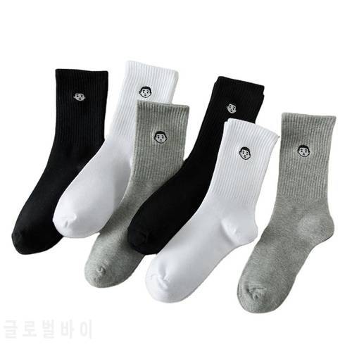 2021 New Series Of Korean Men&39s And Women&39s Cotton Sports Socks Simple Black White Gray And Cute Kawaii Spring And Summer
