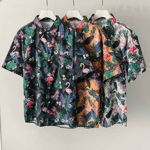 2020 High Quality Hawaiian Beach Flower Shirt Men&39s Short Sleeve Loose Retro Print Trendy Shirt Ins Style Slim Casual Men&39s