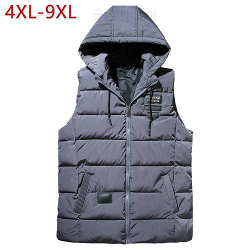 Big Size 4XL-9XL Cotton Men Vest Winter Autumn New Warm Casual Parka Classic Thick Baggy Windbreaker Sleeveless Jacket Waistcoat